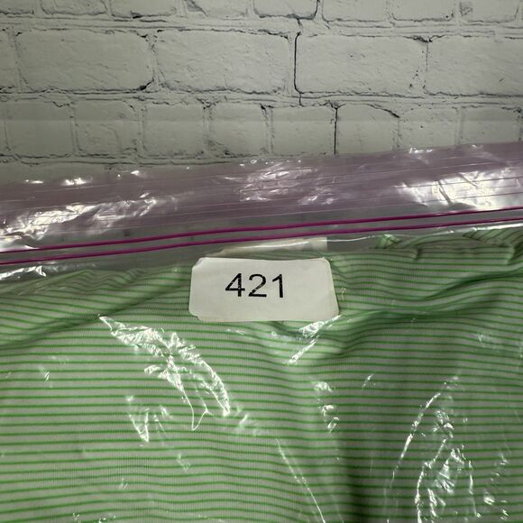 Taylor Stitch Polo Shirt Men Small Green Striped Performance Stretch Preppy Golf - Picture 11 of 11